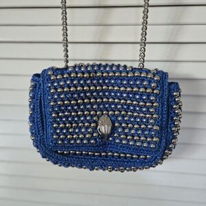Kurt Geiger London medium stud Kensington Crossbody Blue Crochet Bag Purse